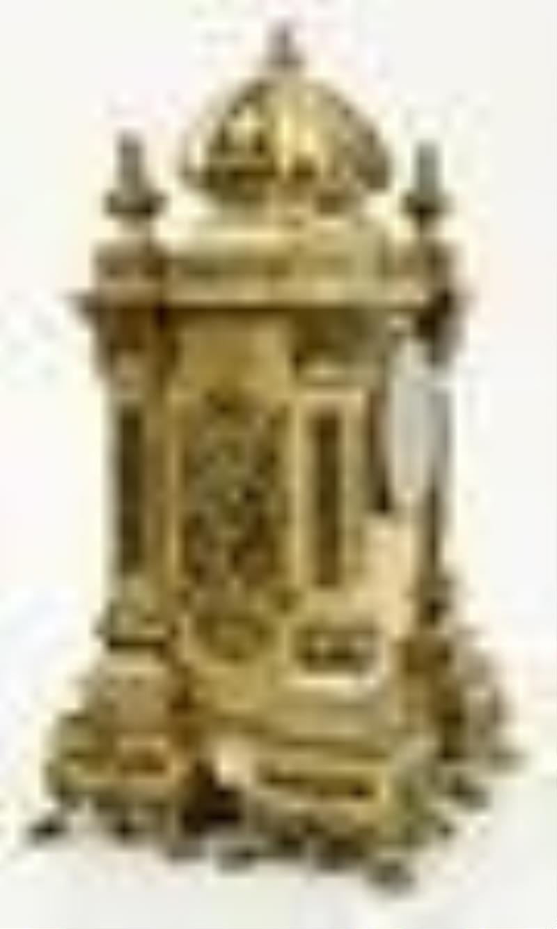 French Gilt & Silvered Brass Clock Garniture