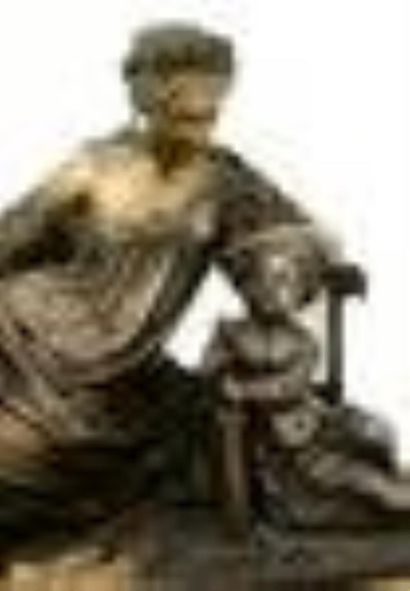 Monumental French Napoleon III Gilt & Patinated Bronze Clock Garniture, Raingo Freres, Paris