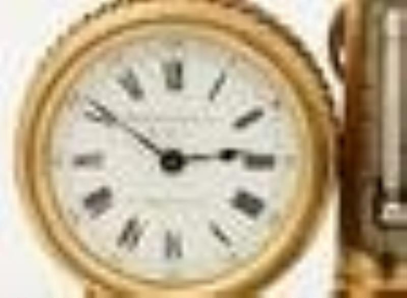 French Industrial Anchor-Form Gilt Bronze & Marble Desk Clock