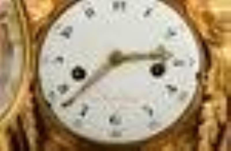 French Louis XVI-Style Gilt Bronze Figural Cartel Clock