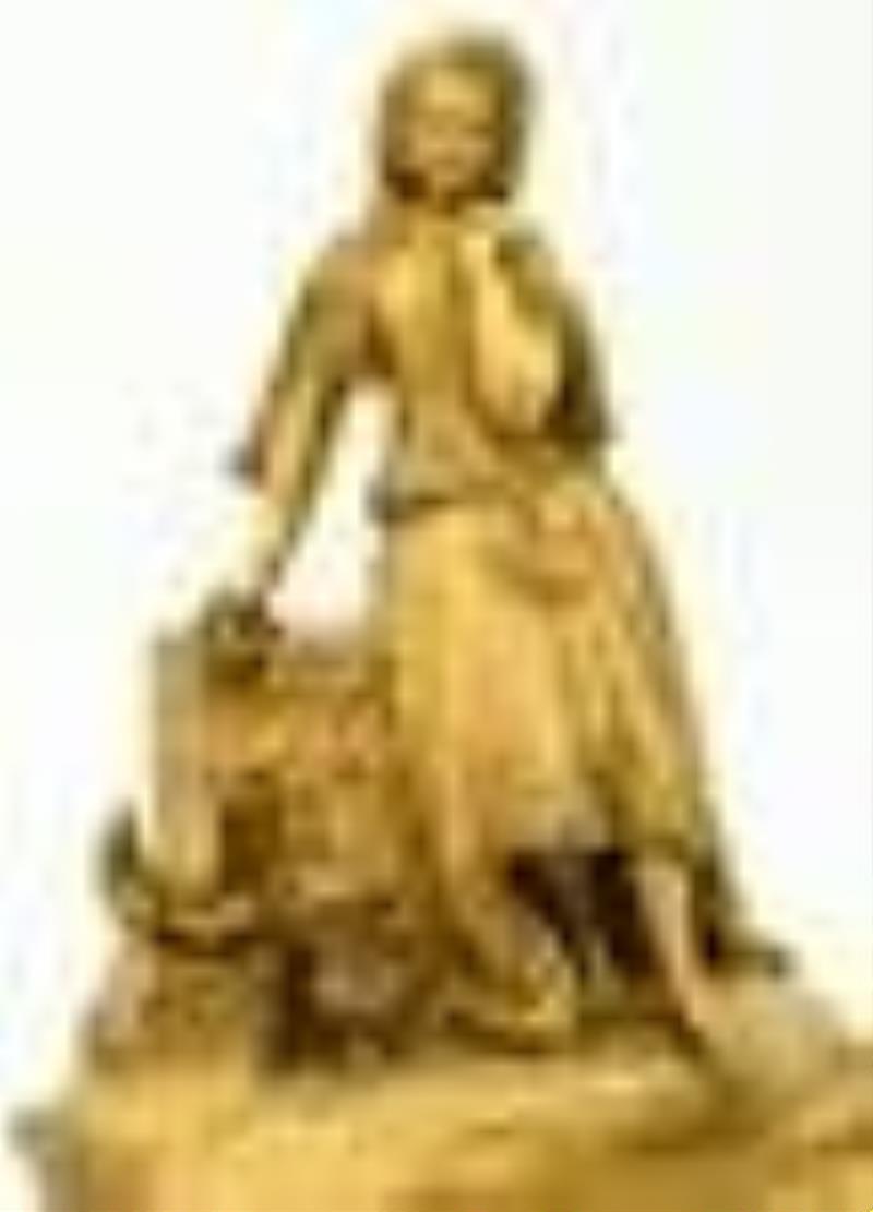 French Gilt Bronze Figural Mantel Clock