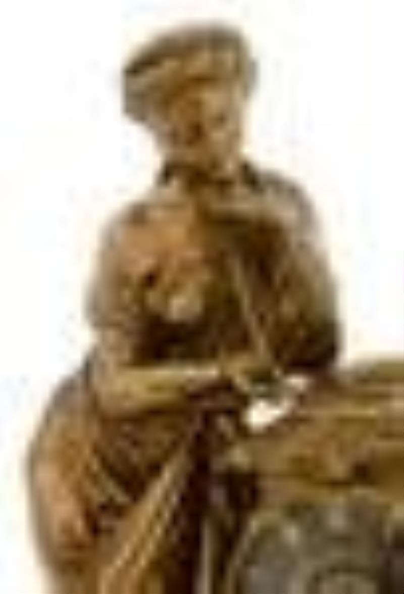 French Bronze & Marble Figural Mantel Clock