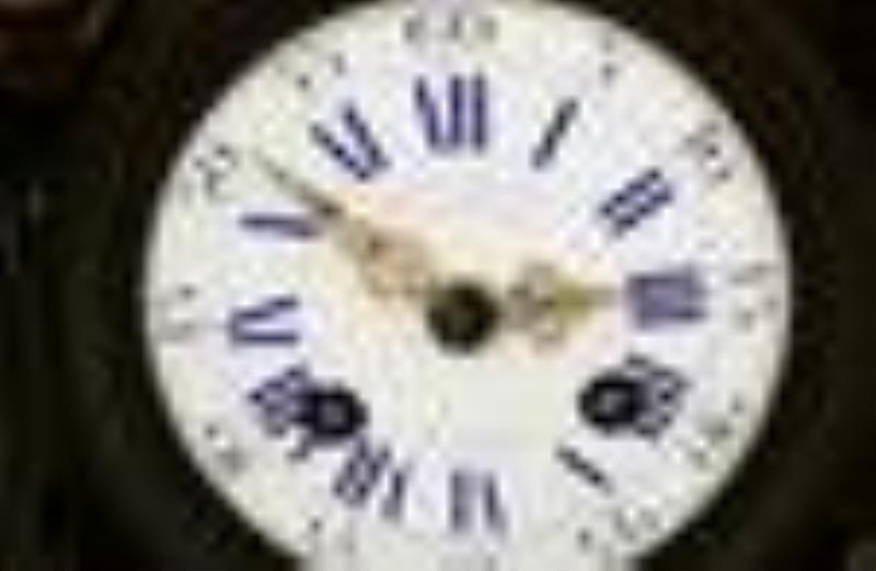 French Patinated Bronze Figural Mantel Clock, Emile Wolff, Paris