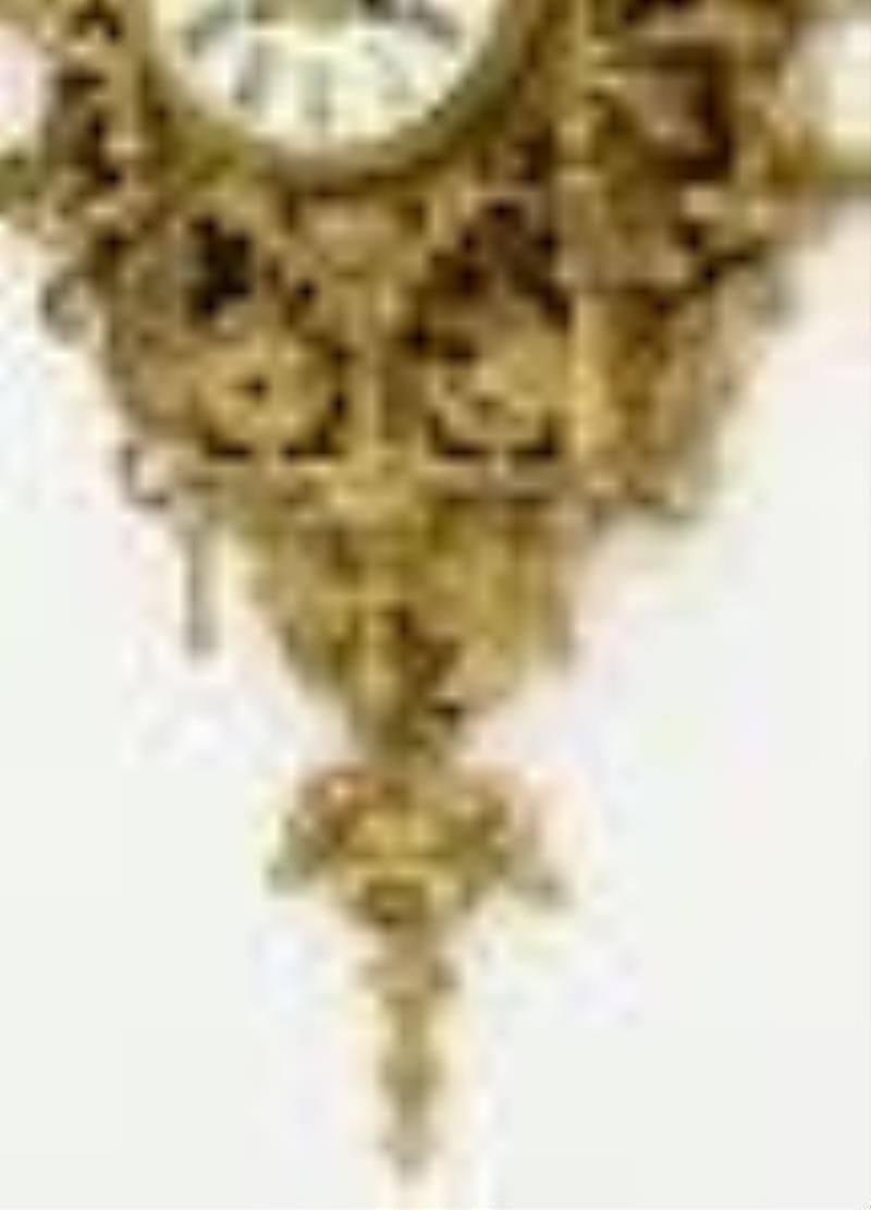 French Gothic Revival Gilt Bronze Cartel Clock
