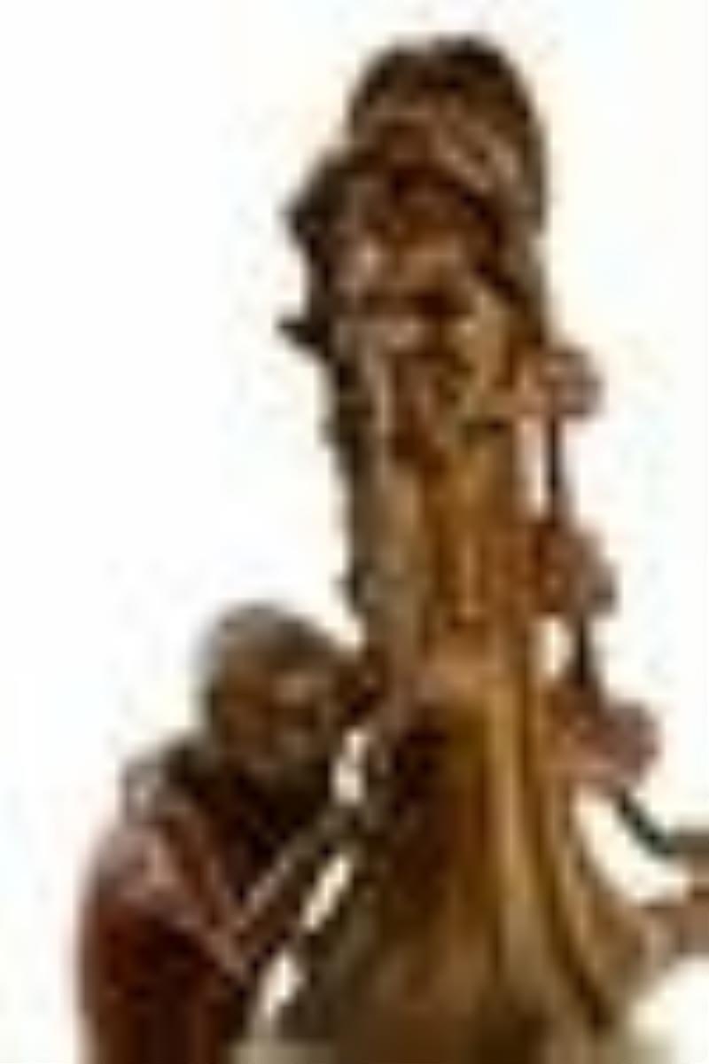 French Art Nouveau Bronze & Onyx Figural Clock