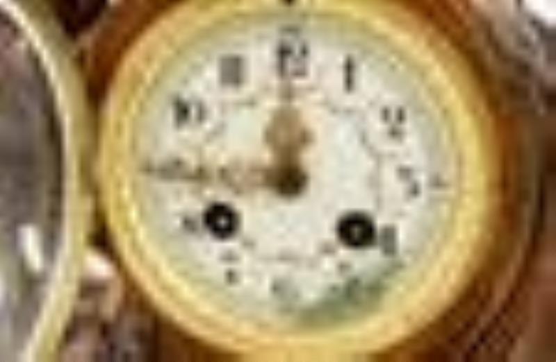 French Art Nouveau Bronze & Onyx Figural Clock