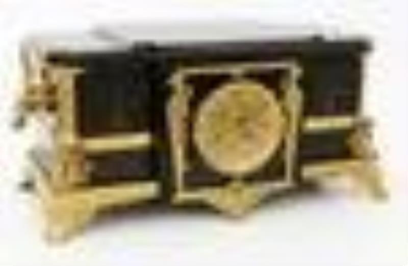 French Gilt Bronze & Marble Plateau Mantel Clock