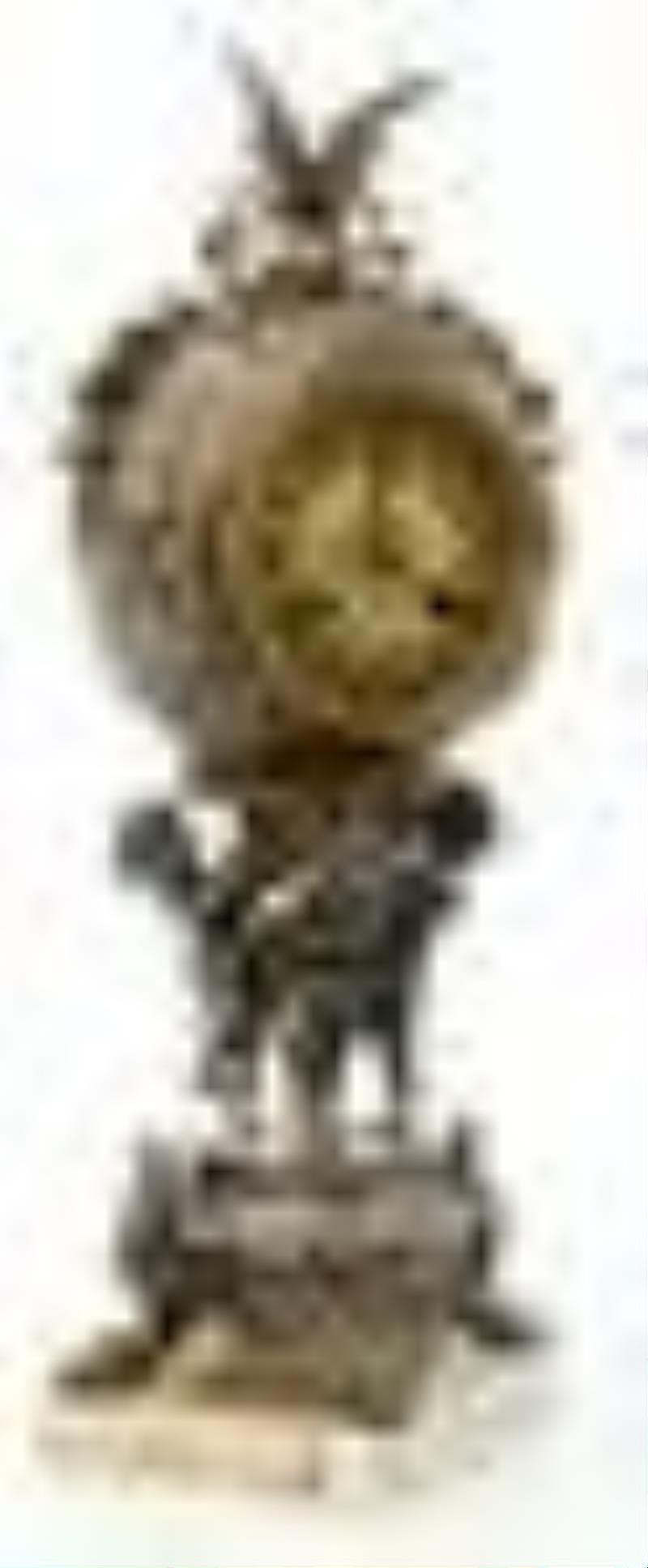 French Silver-Plated & Enamel Figural Clock