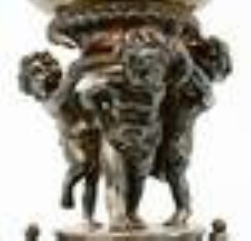 French Silver-Plated & Enamel Figural Clock