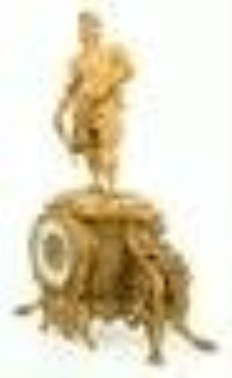 Waterbury Clock Co. \\\”Cavalier\\\” Gilt Metal Clock