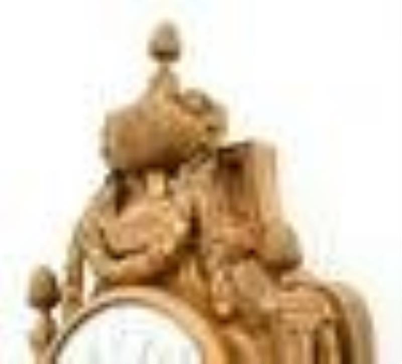 French Louis XVI Gilt Bronze Cartel Clock