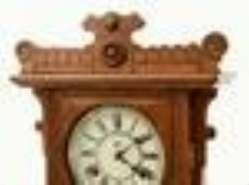 Waterbury Clock Co. \\\”Calendar No. 44\\\” Double Dial Shelf Clock