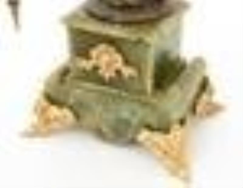 Figural Patinated & Gilt Metal Swing Clock