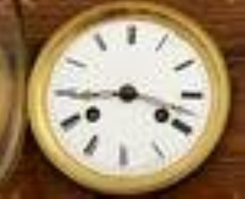 French Silk Thread Inlaid Mahogany Wall Clock