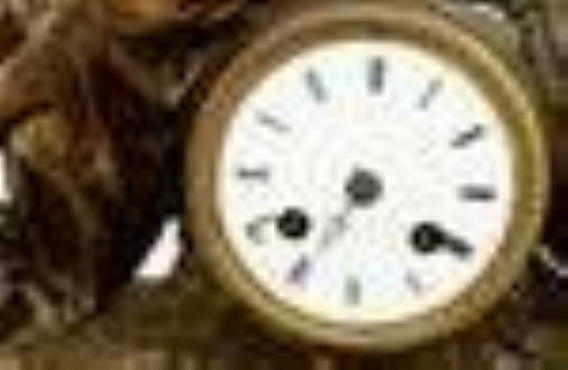 French Louis-XV Style Patinated Metal Mantel Clock