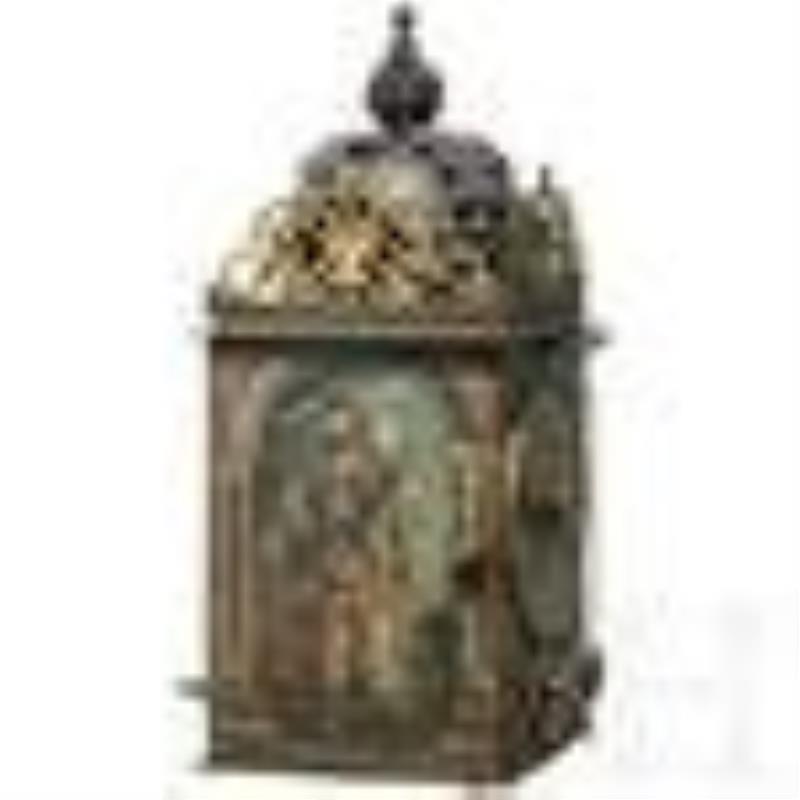 A South German or Swiss mechanical iron clock with front pendulum and alarm function, dated 1691