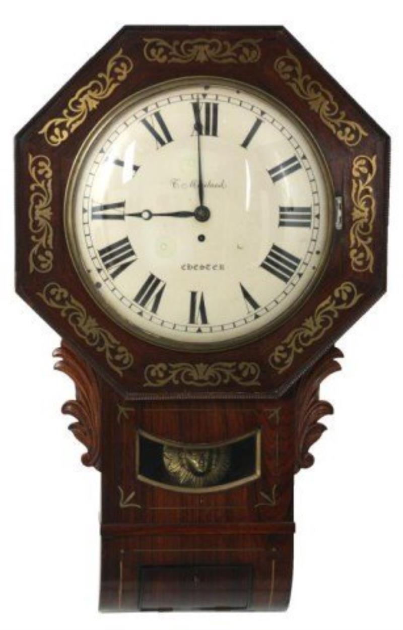 English Fusee Rosewood Wall Clock