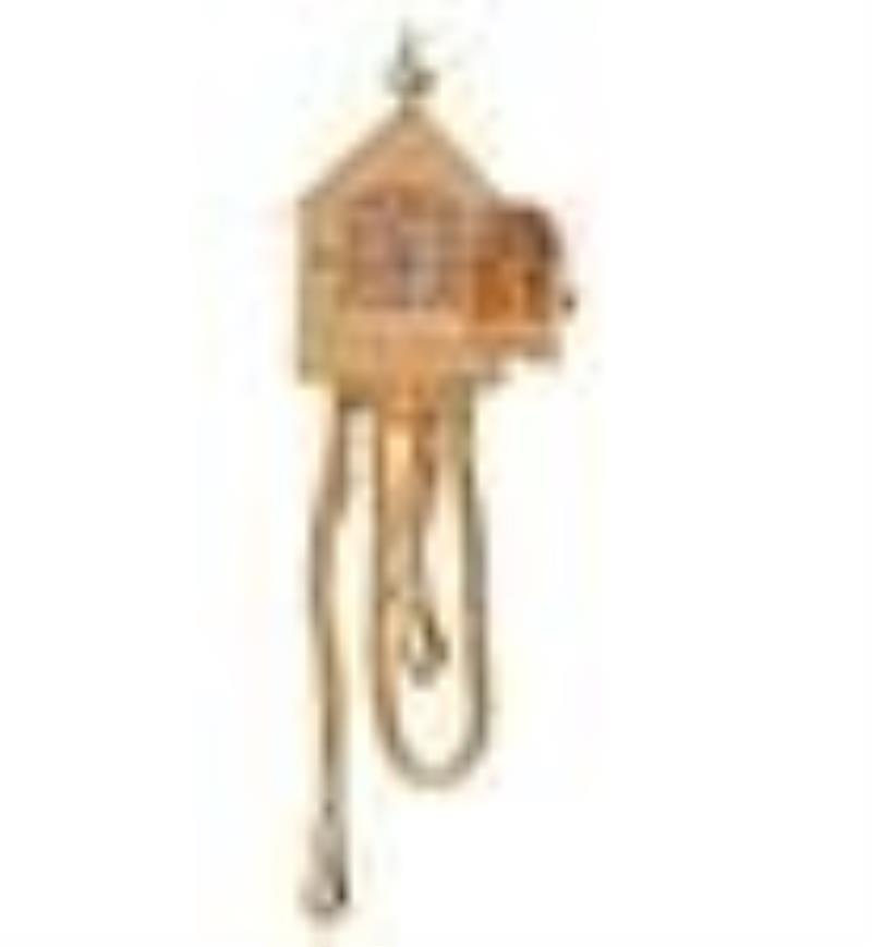 Uti Paris for Eliakim Cairo 18K Yellow Gold Diamond and Sapphire Cuckoo Clock Form Lapel Watch