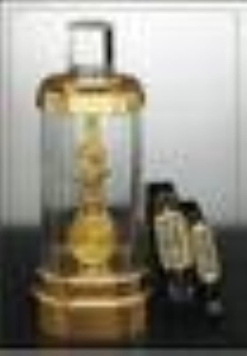 Corum Golden Bridge Skeletonized Clock in Gilt Metal and Baccarat Crystal Case, Limited Edition,