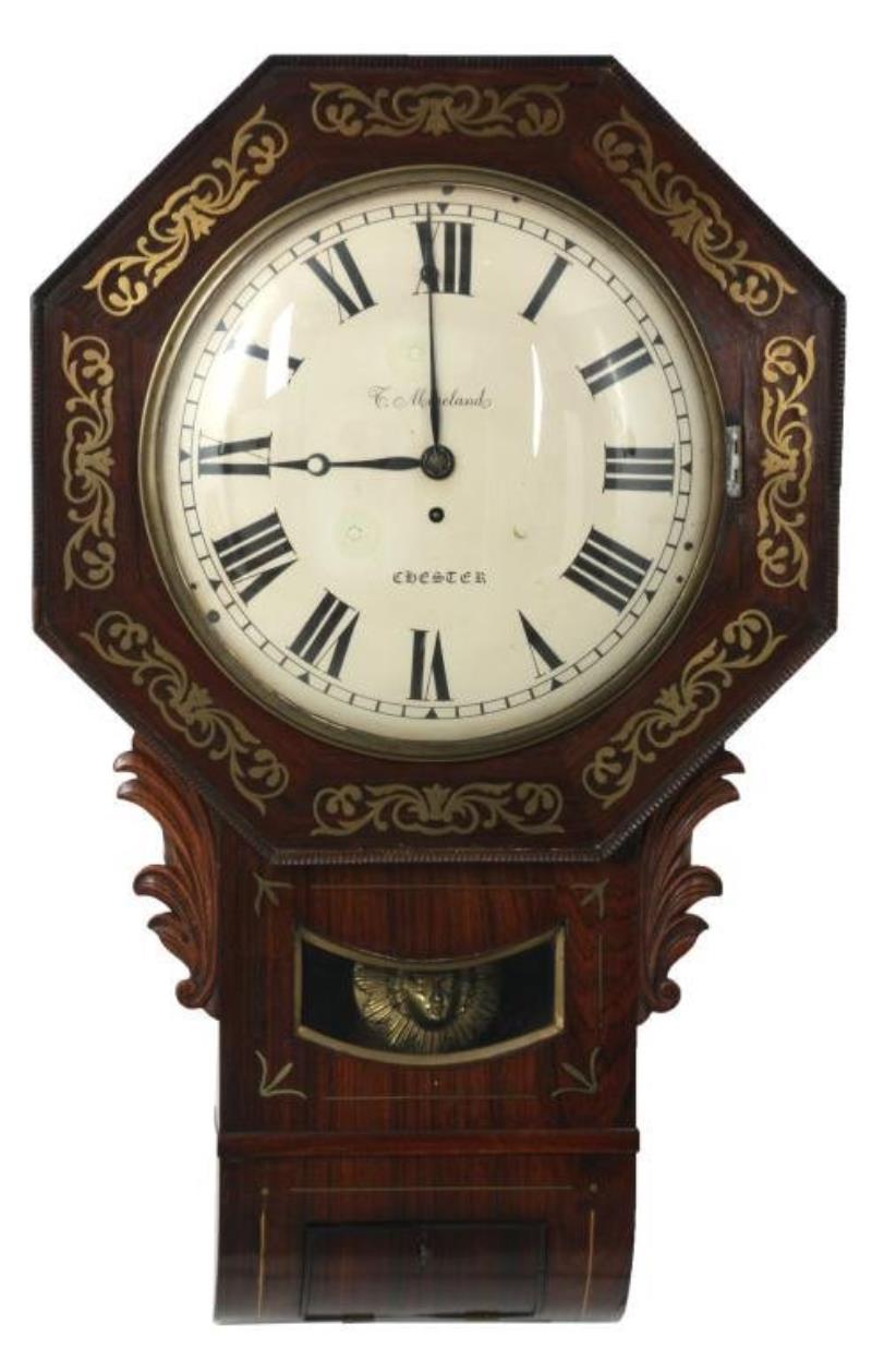 English Fusee Rosewood Wall Clock