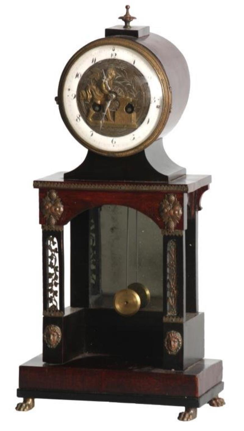 French Mahogany Silk Thread Mantle Clock