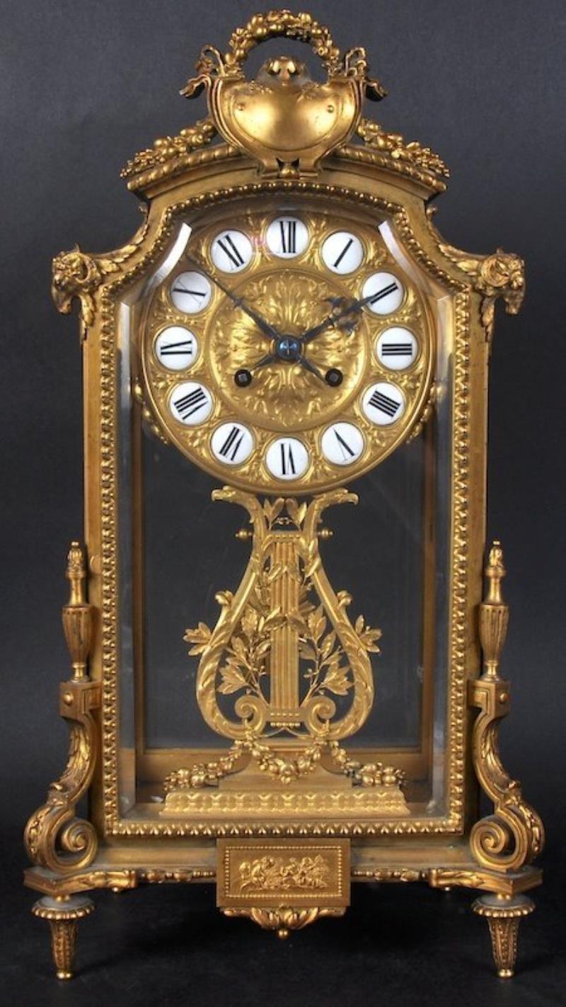 A SUPERB 19TH CENTURY FRENCH ORMOLU FOUR GLASS CLOCK,