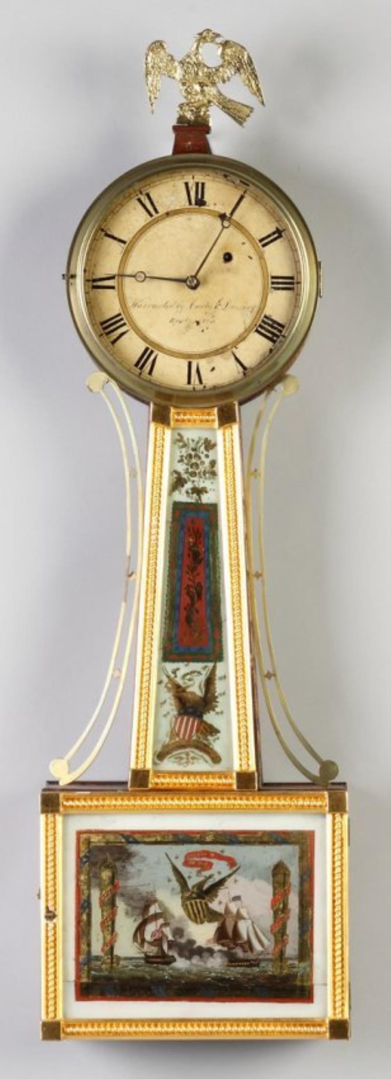 Curtis & Dunning New England Gilt Front Banjo Clock