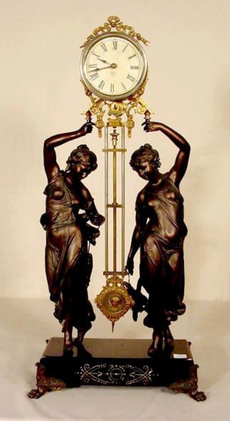 Rare! Ansonia Double Statue Swinger Clock