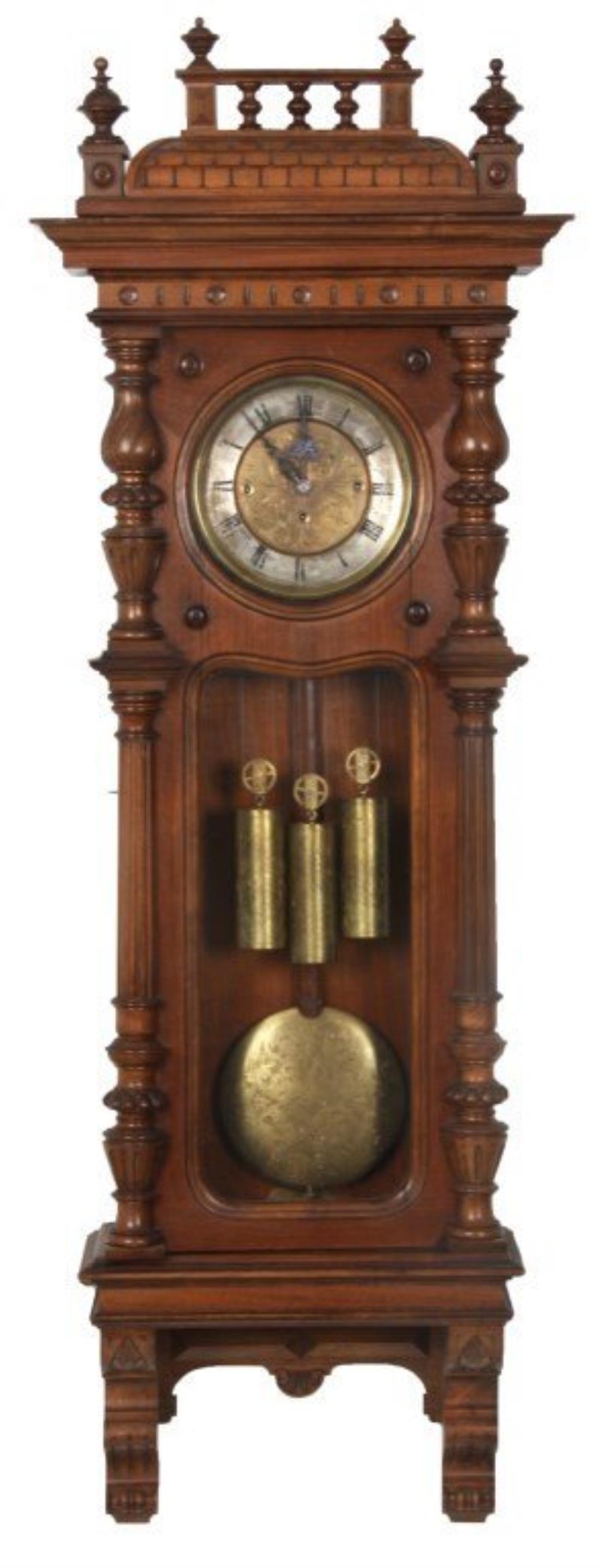 Carved Walnut Grande Sonnerie Vienna Regulator