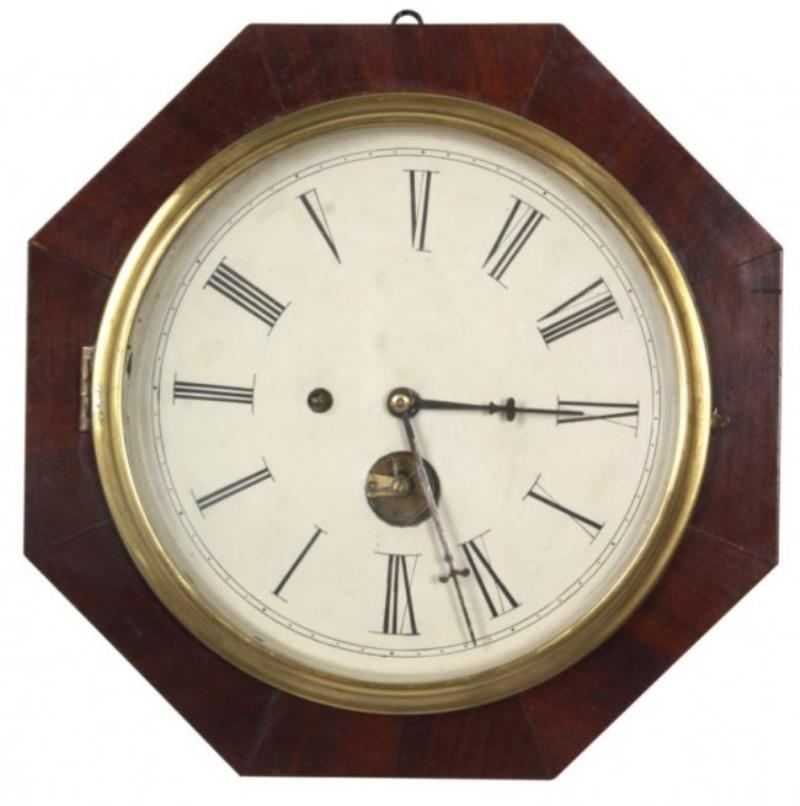 N. Pomeroy Mahogany Octagon Lever Clock