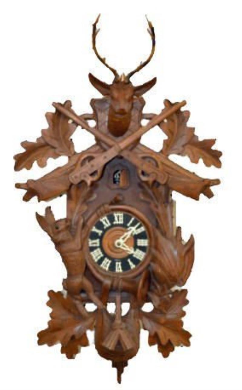 Large  Animal Carved German Cuckoo Clock