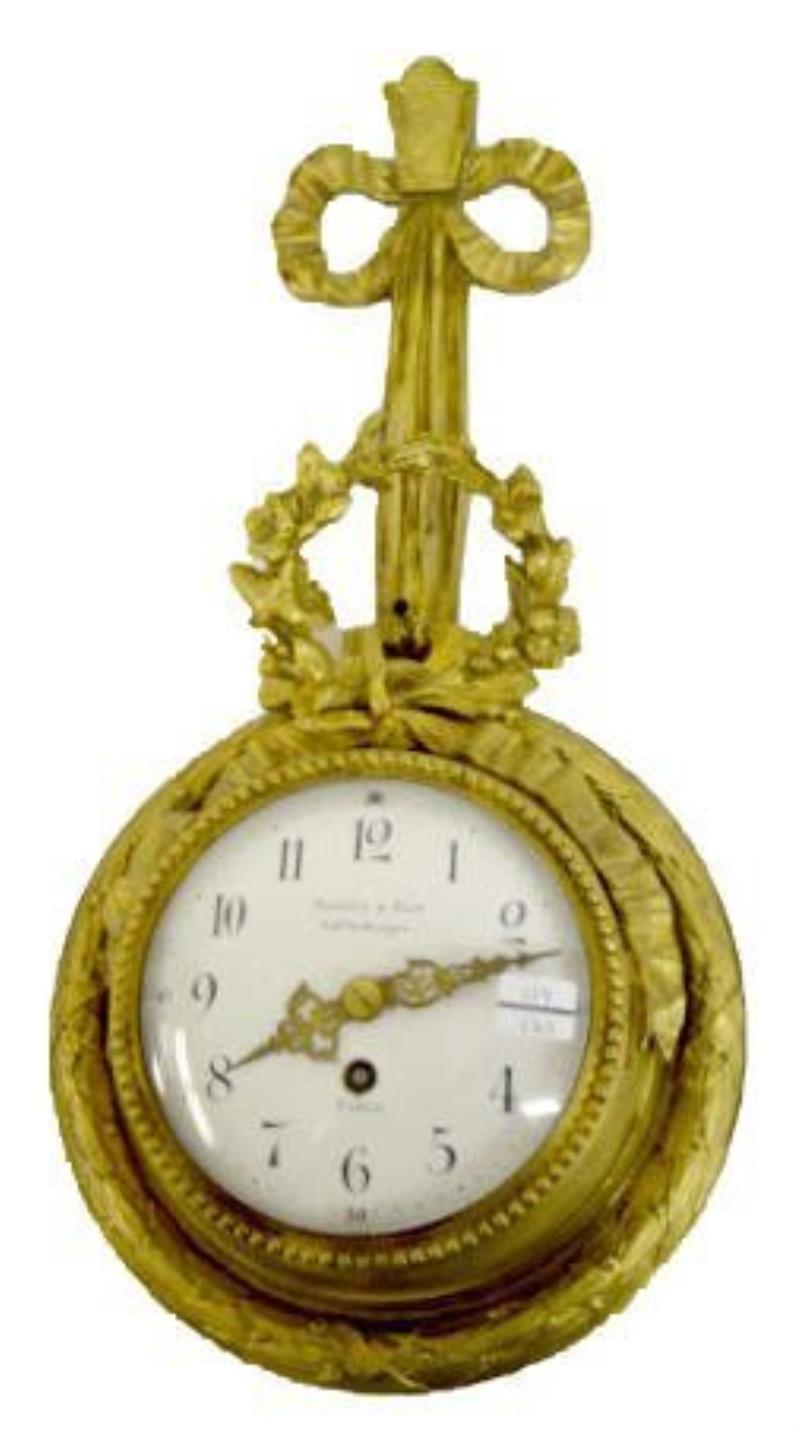 French Bronze Hanging Cartel Clock