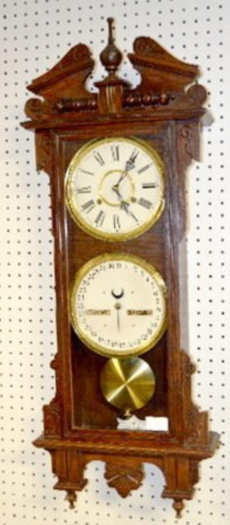 Oak Waterbury No. 33 Calendar Clock