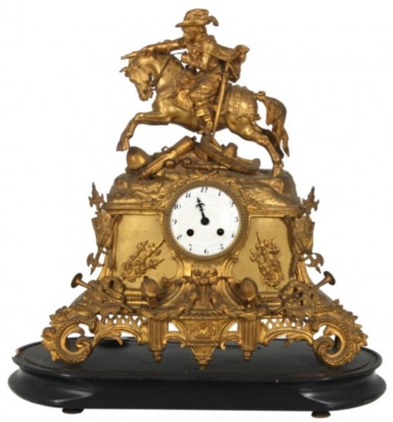 French Figural Bronze Mantle Clock