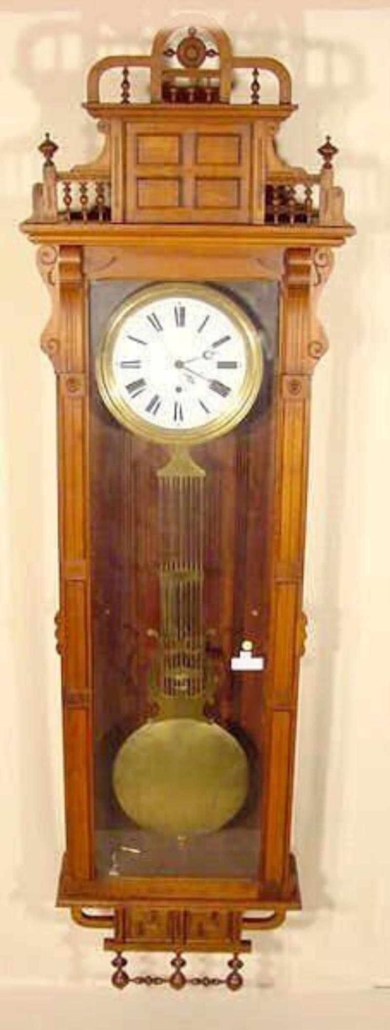 Swiss Pinwheel Jewelers Regulator Hanging Clock