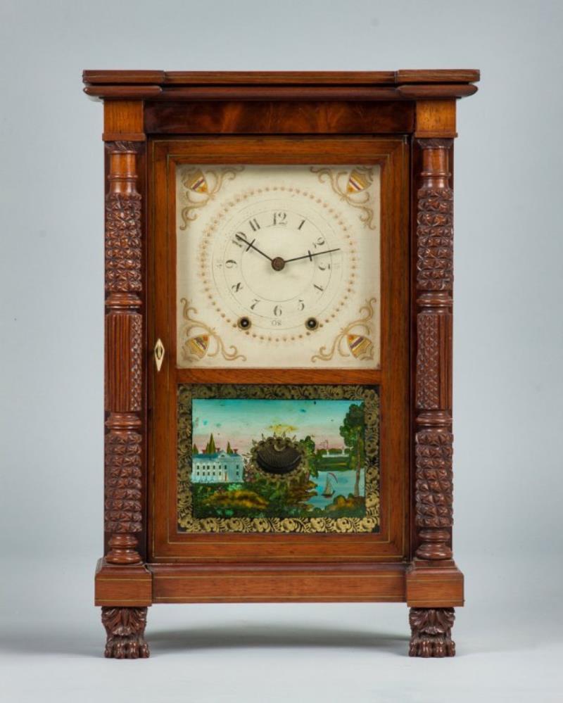 Rare Miniature Mark Leavenworth Carved Case Shelf Clock