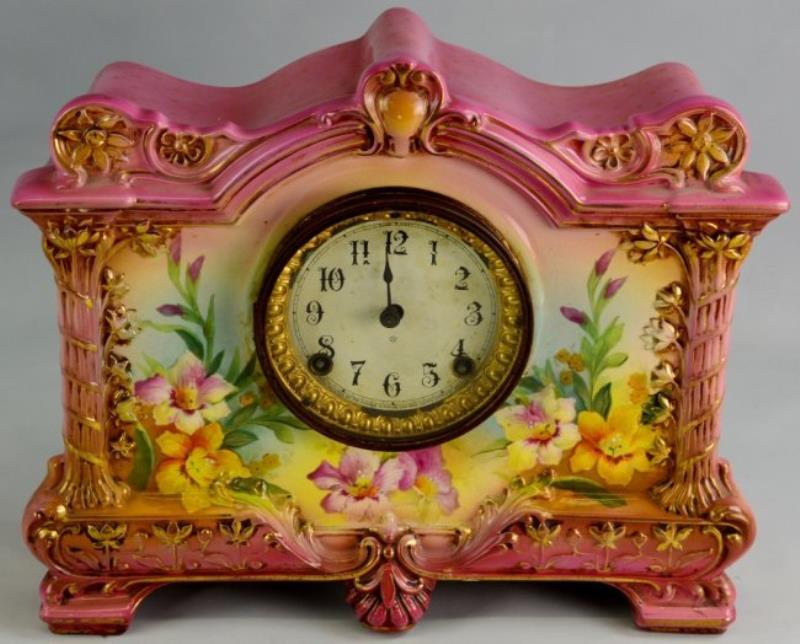 Ansonia Royal Bonn Porcelain Mantel Clock