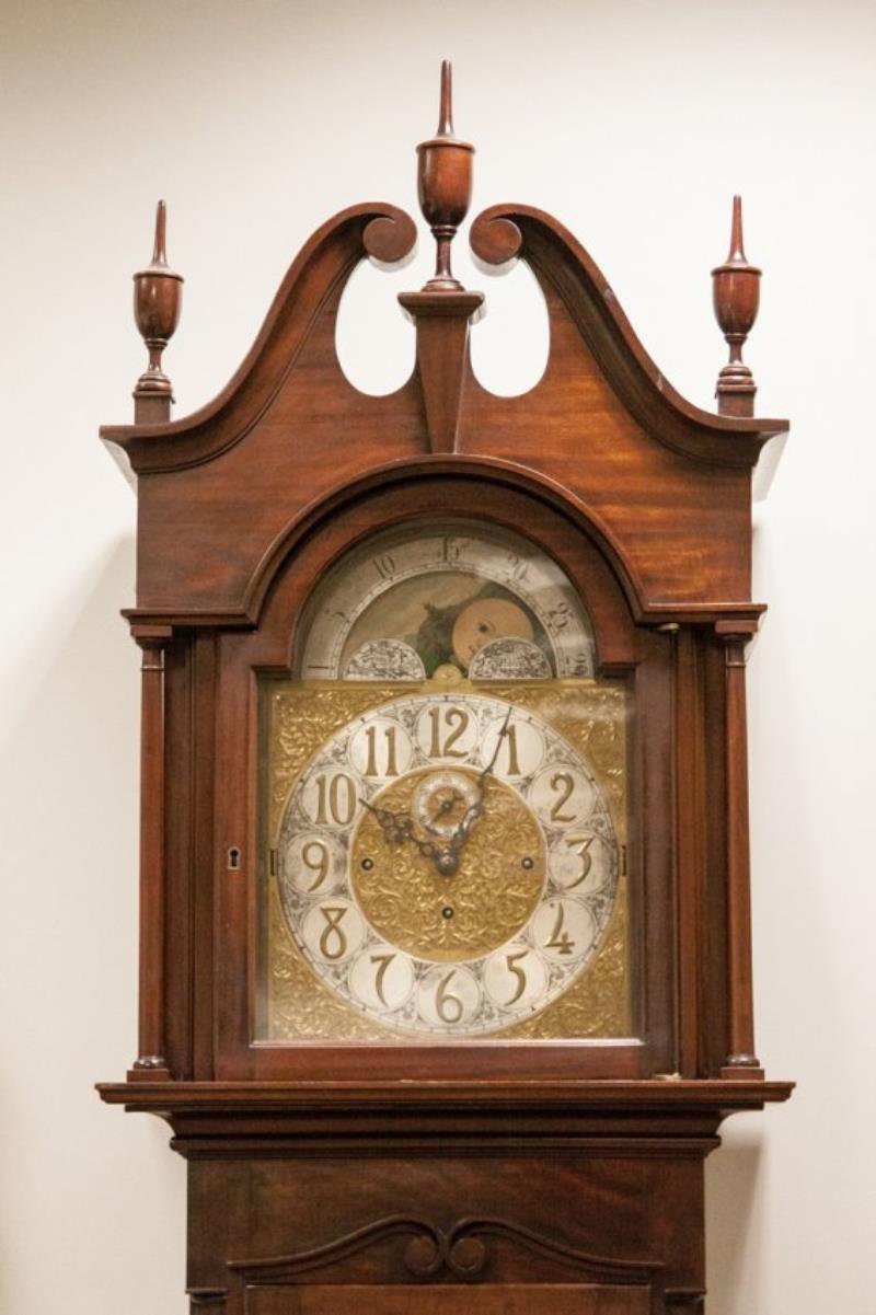 Colonial Revival Figured Mahogany Clock