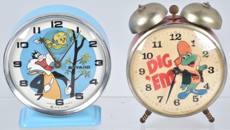 2-CHARACTER ALARM CLOCKS, SYLVESTER & DIG EM