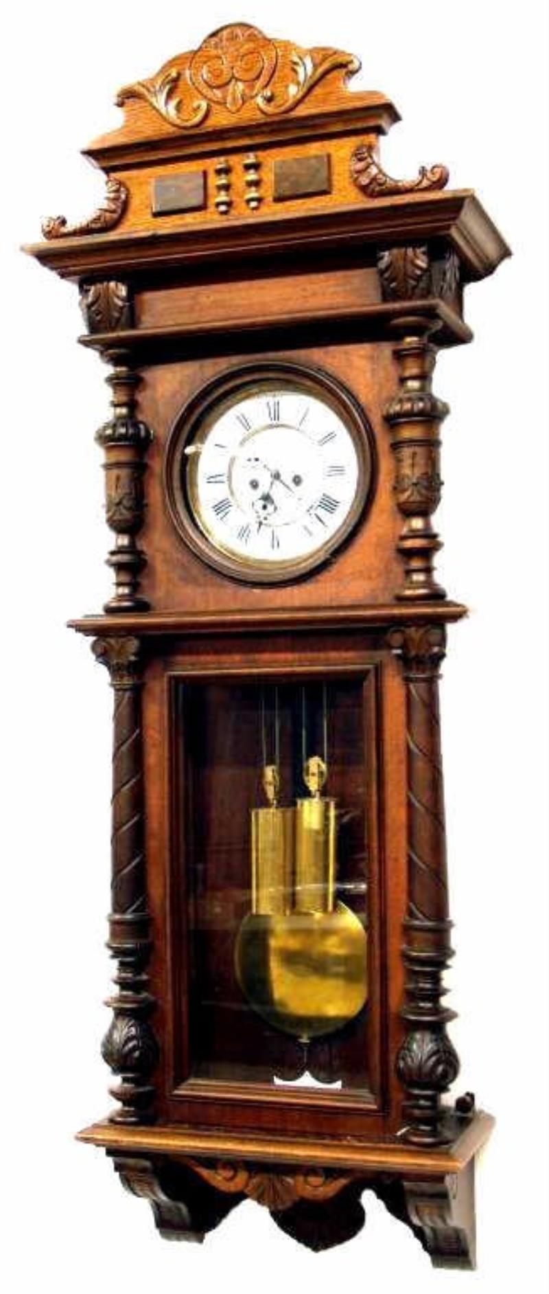 ANTIQUE GUSTAV BECKER TWO WEIGHT WALL CLOCK