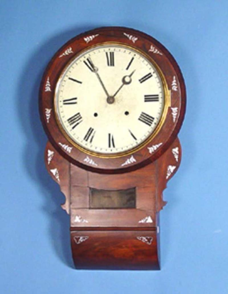 English Inlayed Rosewood Wall Clock