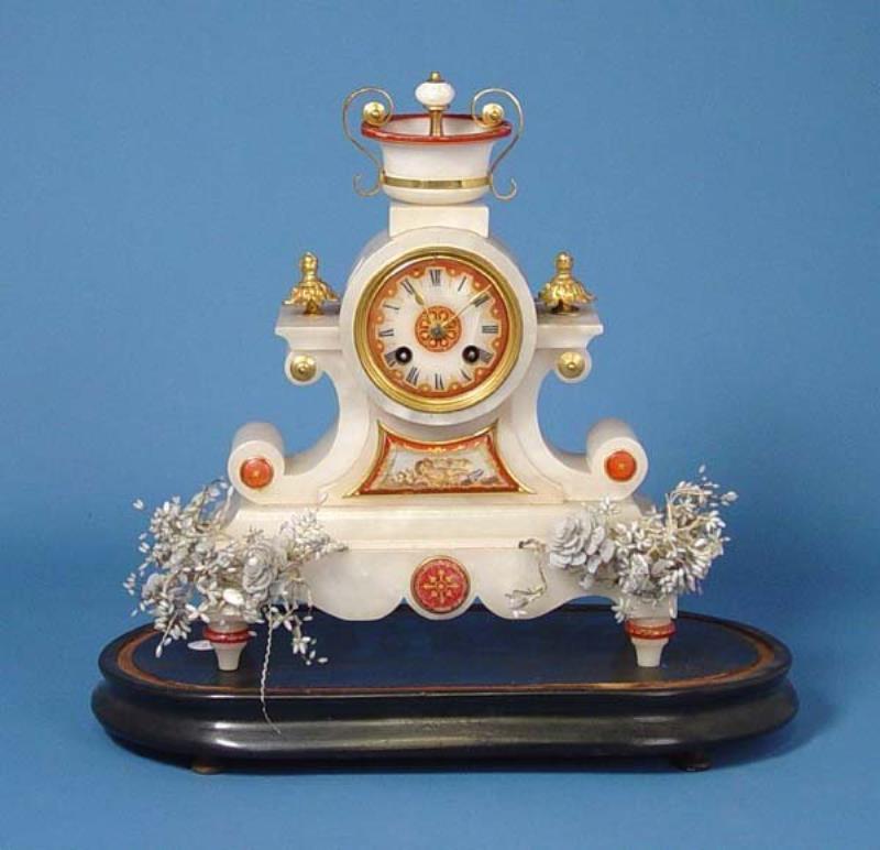 Victorian Alabaster Shelf Clock With Dome