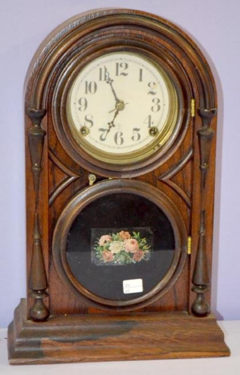 Antique Atkins Rosewood Round Top Shelf Clock