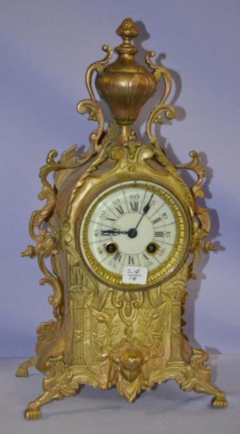 French A.D. Mougin Brass Shelf Clock