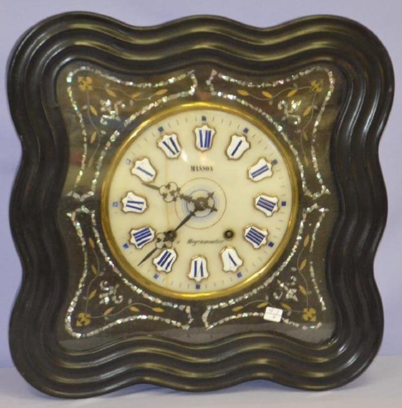 French Marble Dial Inlaid Picture Frame Clock