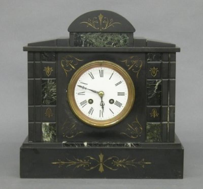 French Slate mantle clock by L. Marti