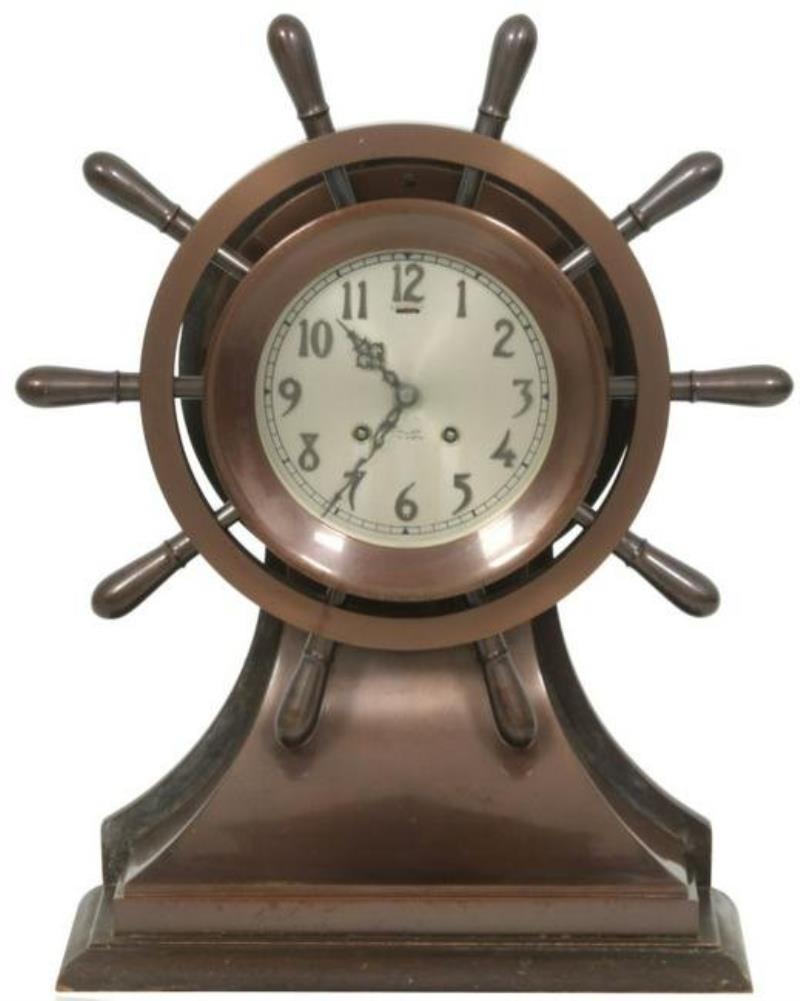 The Mariner Bronze Yacht Wheel Ship’s Bell Clock