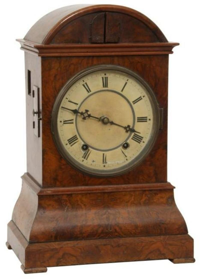 Burl Walnut Double Fusee Cuckoo Shelf Clock