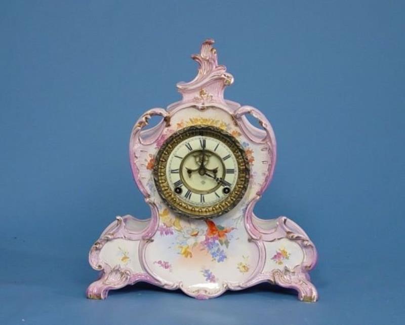 Ansonia Royal Bonn Porcelain Mantel Clock