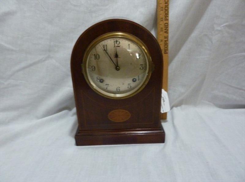 Ansonia Clock in Mahogany Case w/ Inlay Medallion